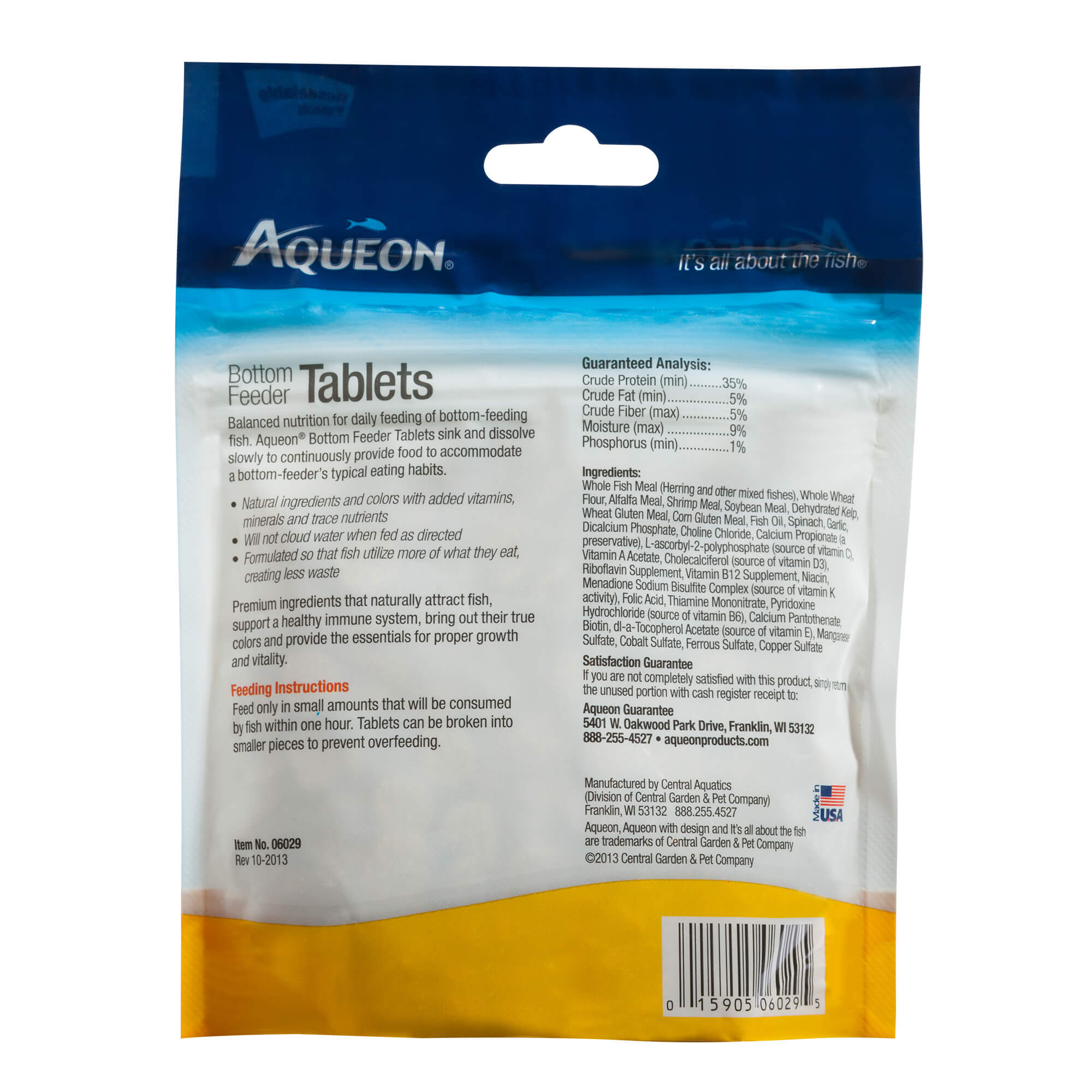 Aqueon Bottom Feeder Tablets Back Label