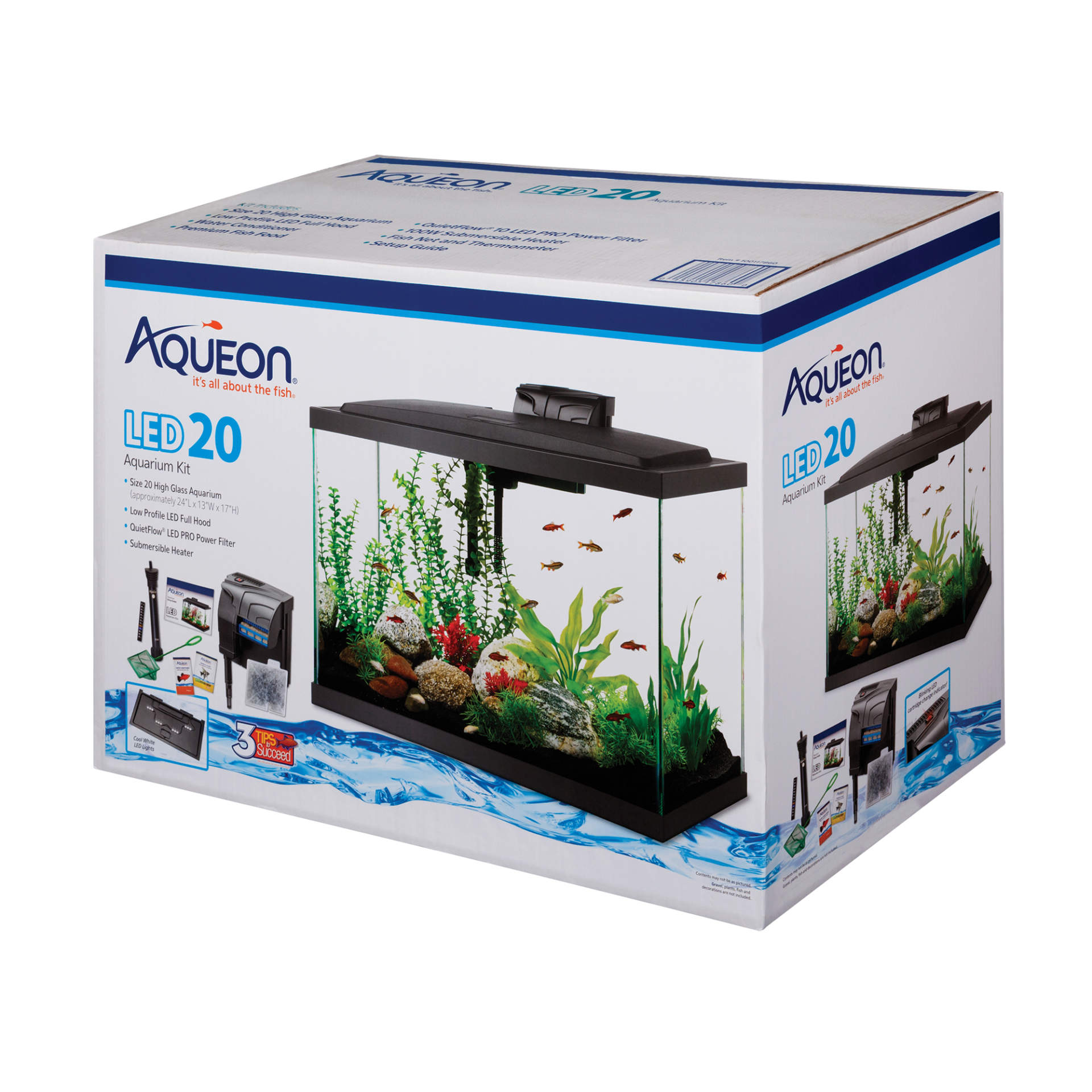 Aqueon Standard 10 Gallon Glass Rectangle Aquarium with Zilla 20 Pro Sol  Light Fixture